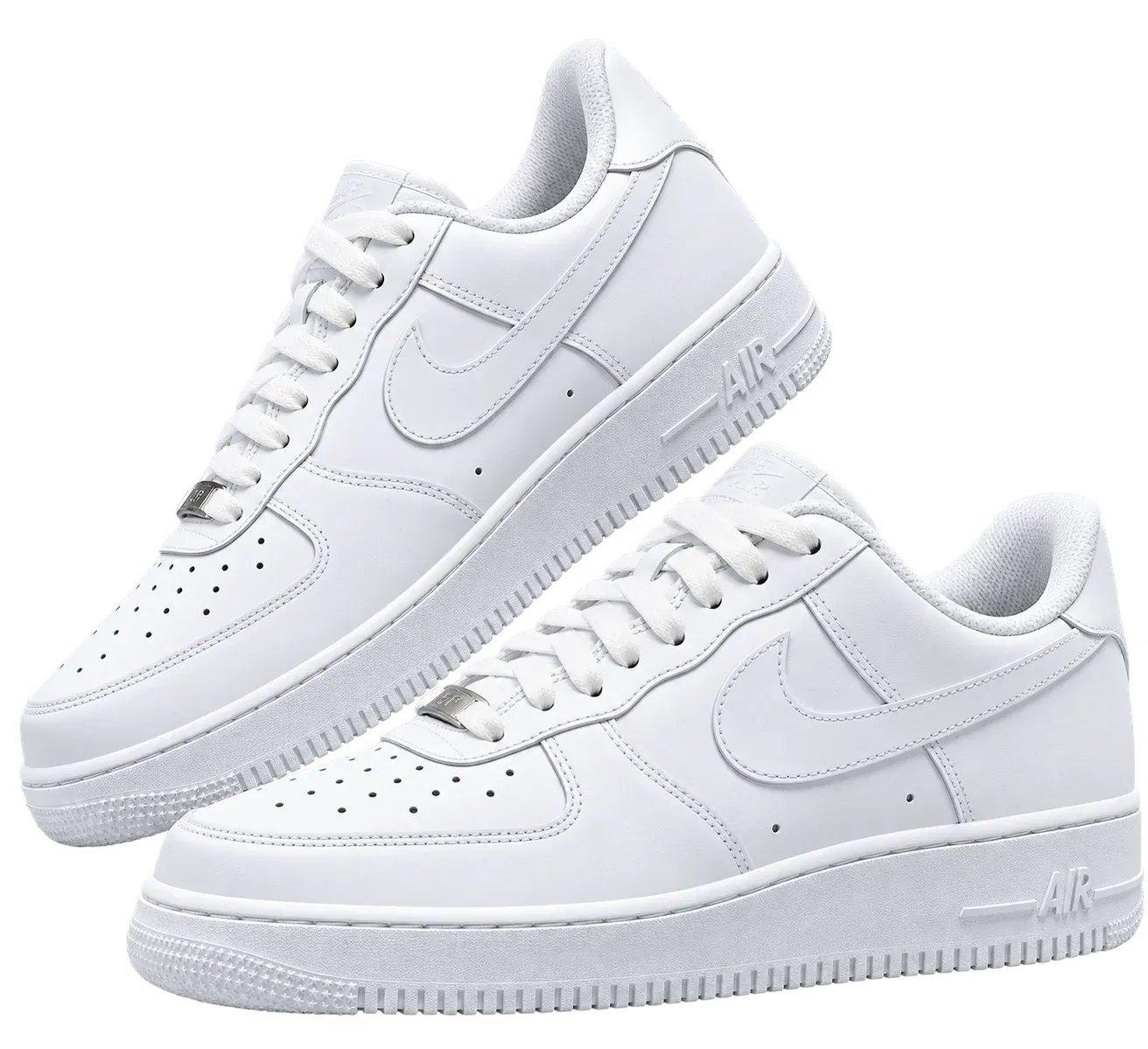 Par de tenis blancos estilo Air superpuestos